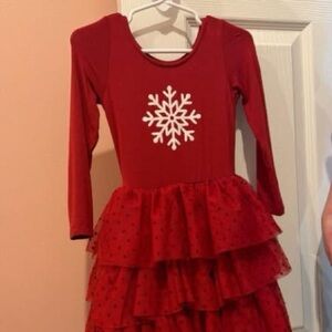 Little Sleepies Red Long-Sleeve Tulle Dress with Snowflake